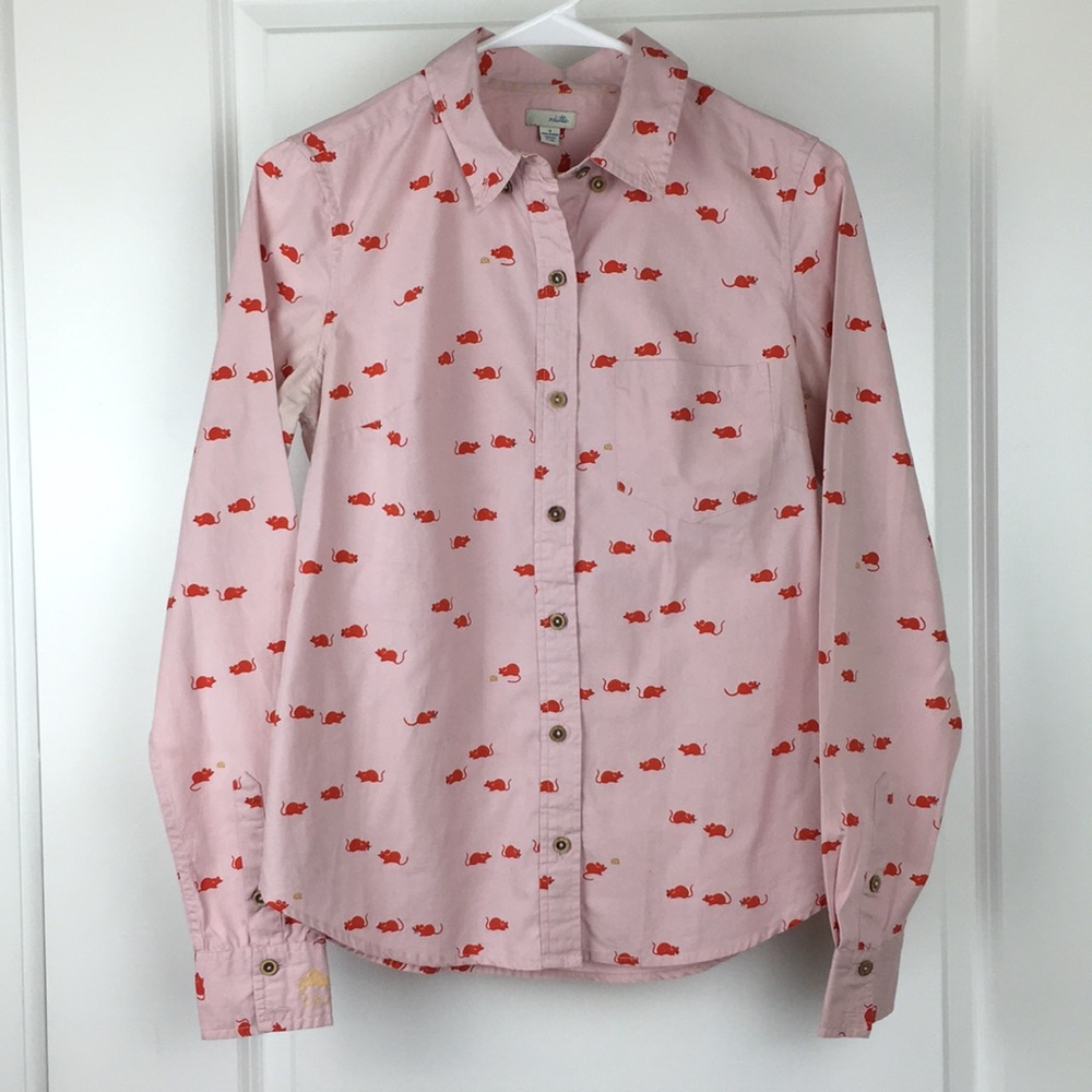 Anthropologie Odile Pink Mice Button Down